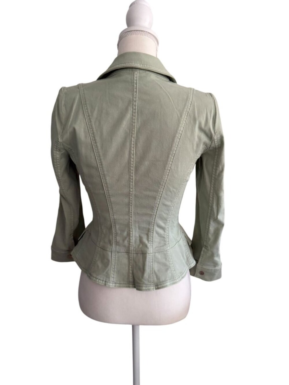 White House Black Market Sage Green Double-Breasted Peplum Blazer - Picture 2 of 9